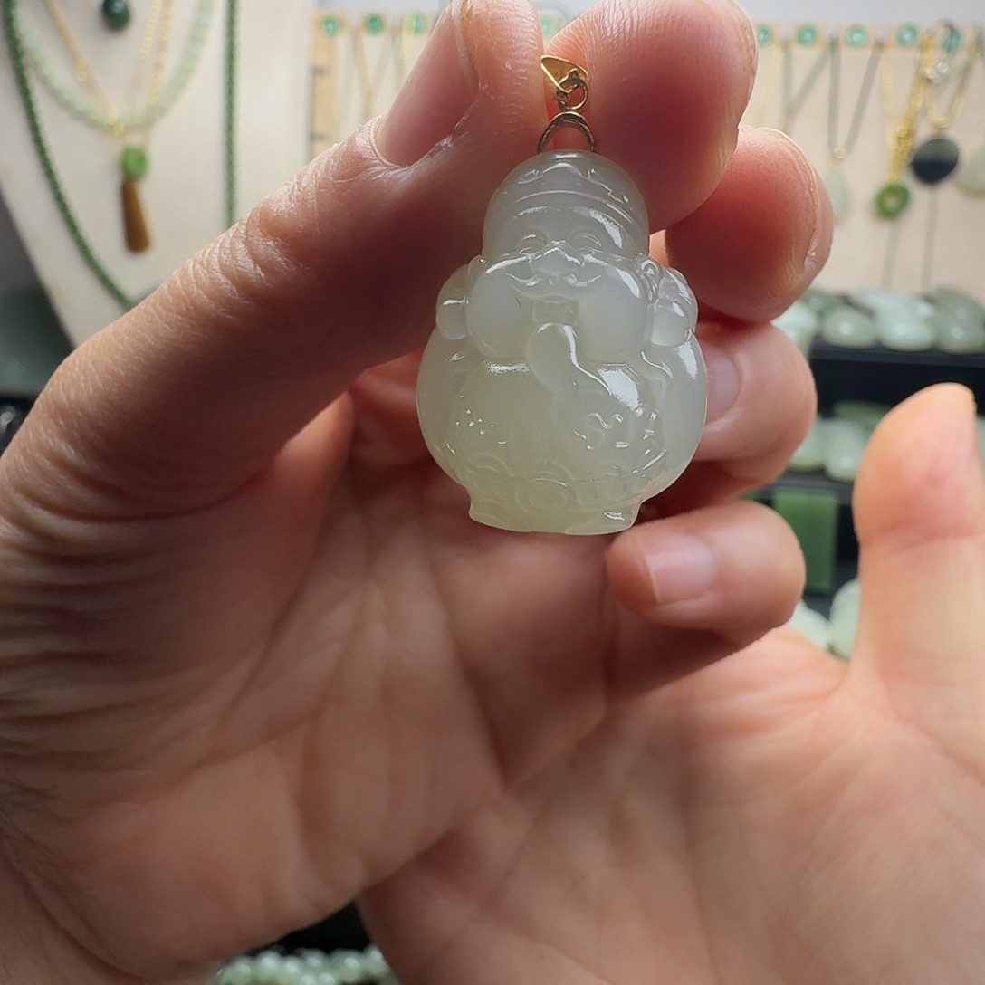 和田玉银S925镀金镶嵌颈饰