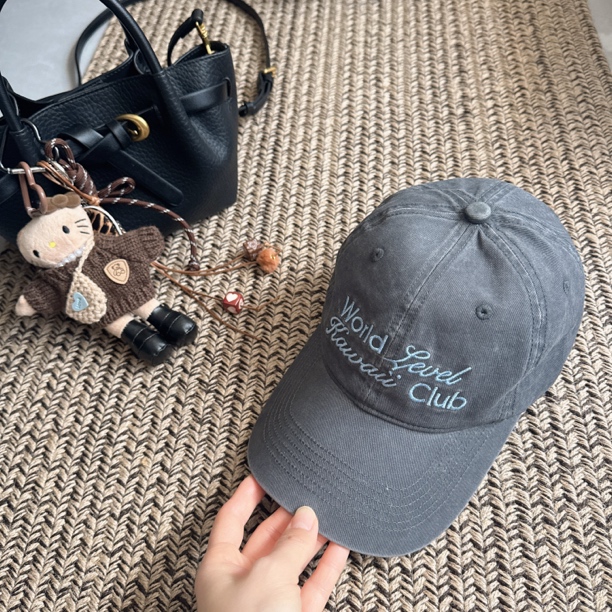 SHIJIU ins风 灰色撞 蓝色字母棒球帽