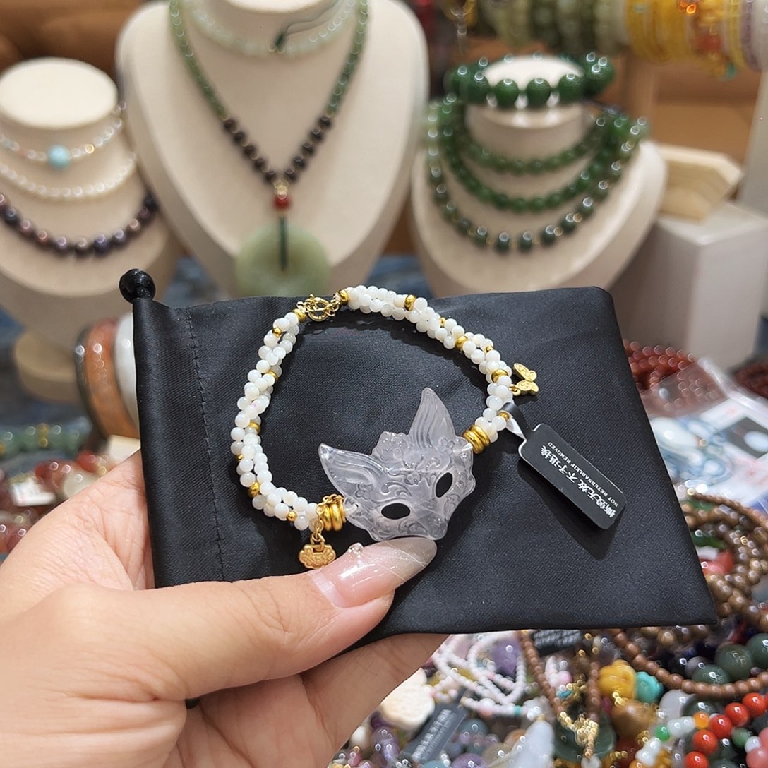 银S925镶嵌手链芙蓉石糖****饼