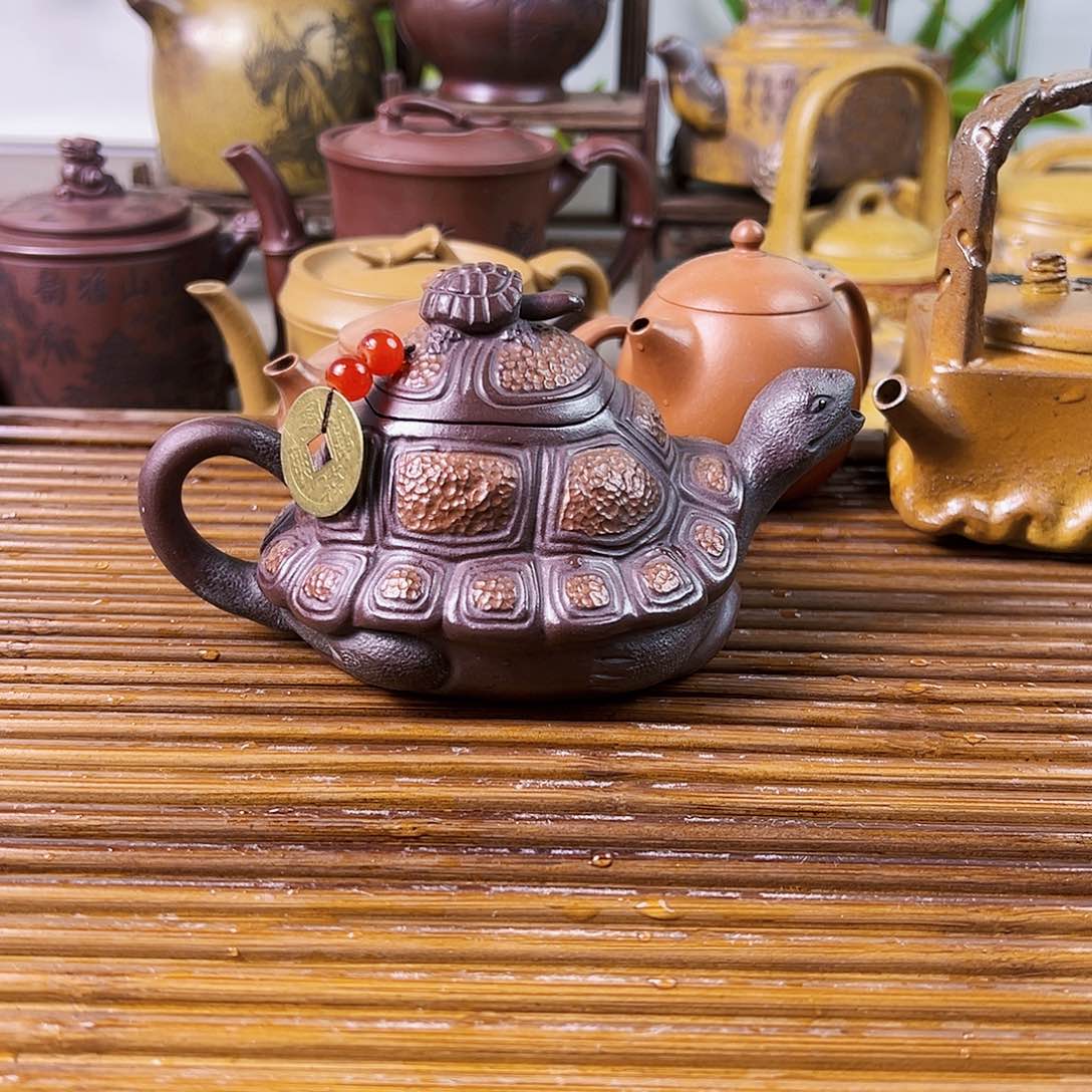 紫砂茶壶冠*阁万寿无疆紫泥150cc