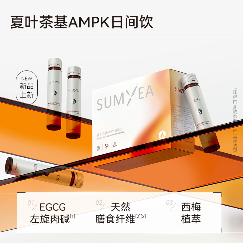 夏叶女团饮茶基AMPK日间白芸豆左旋肉碱壳寡糖巴拉圭茶EGCG西梅汁