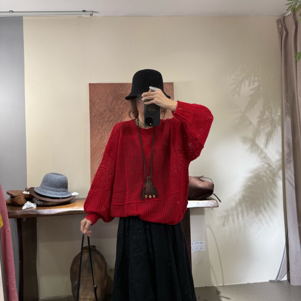 春秋2025新款女装时尚镂空毛衣高级感穿搭上衣欧货 20759#