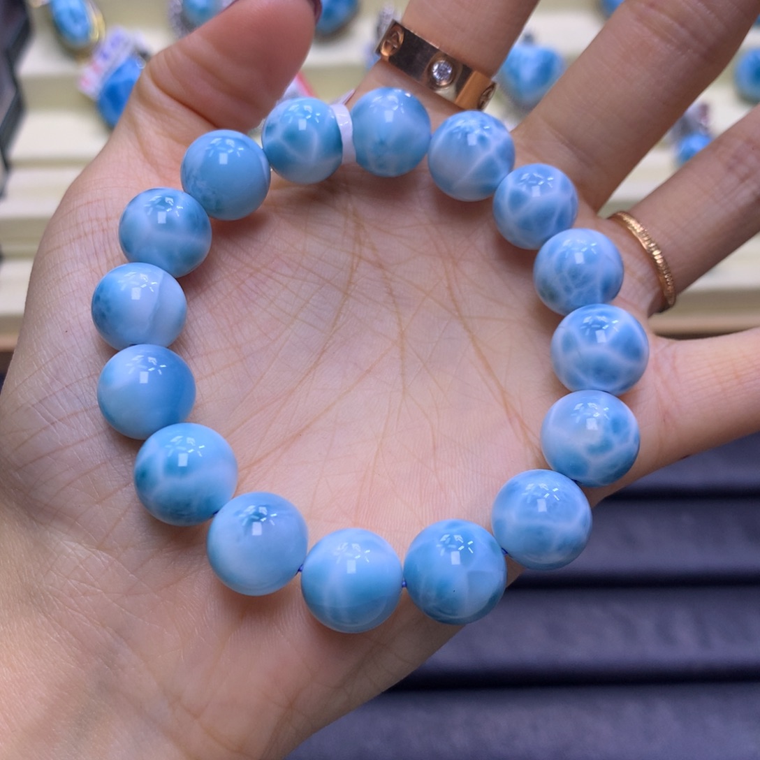 未镶嵌针钠钙石（海纹石）手链精品满纹龟背12m色差略异