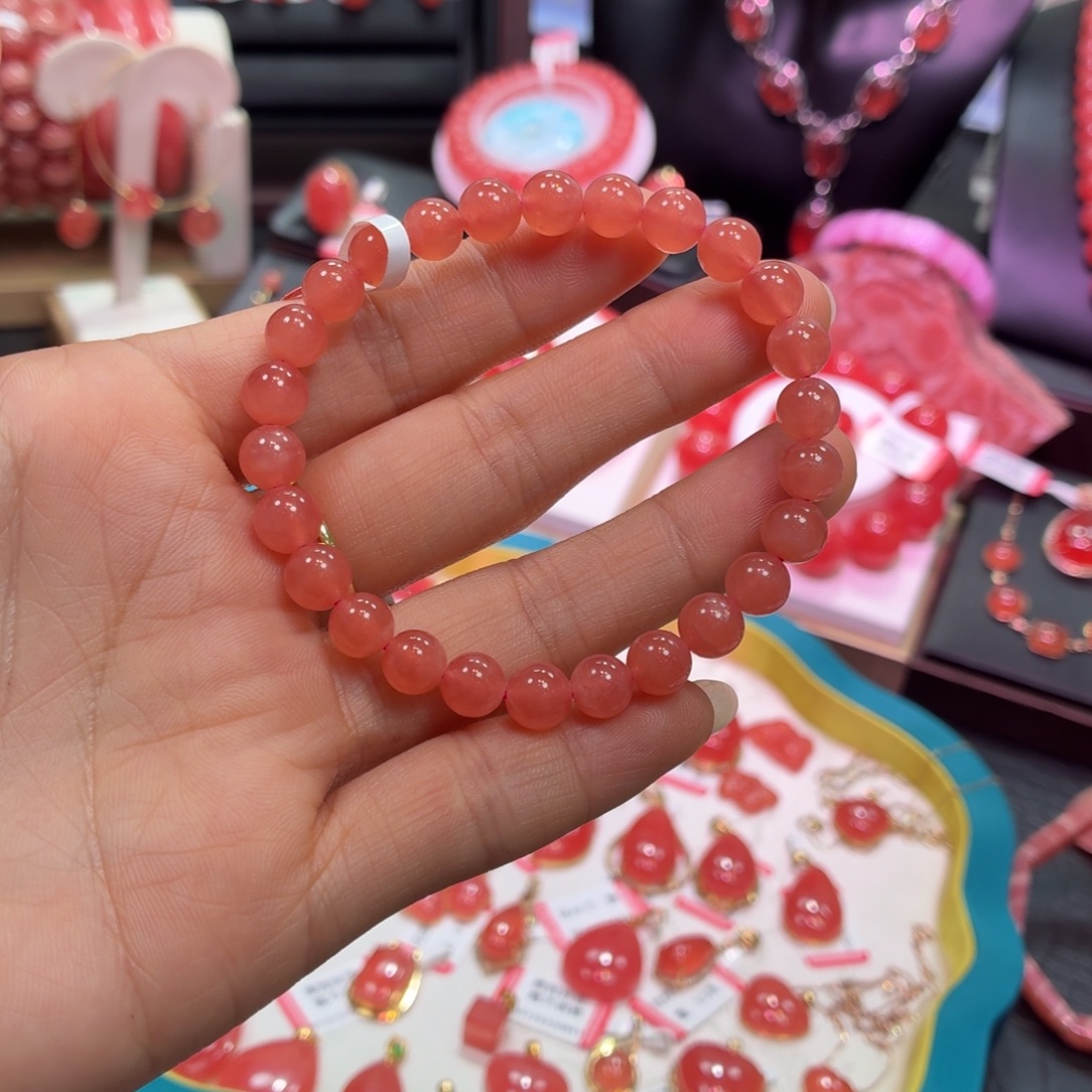 菱锰矿（红纹石）未镶嵌手绳