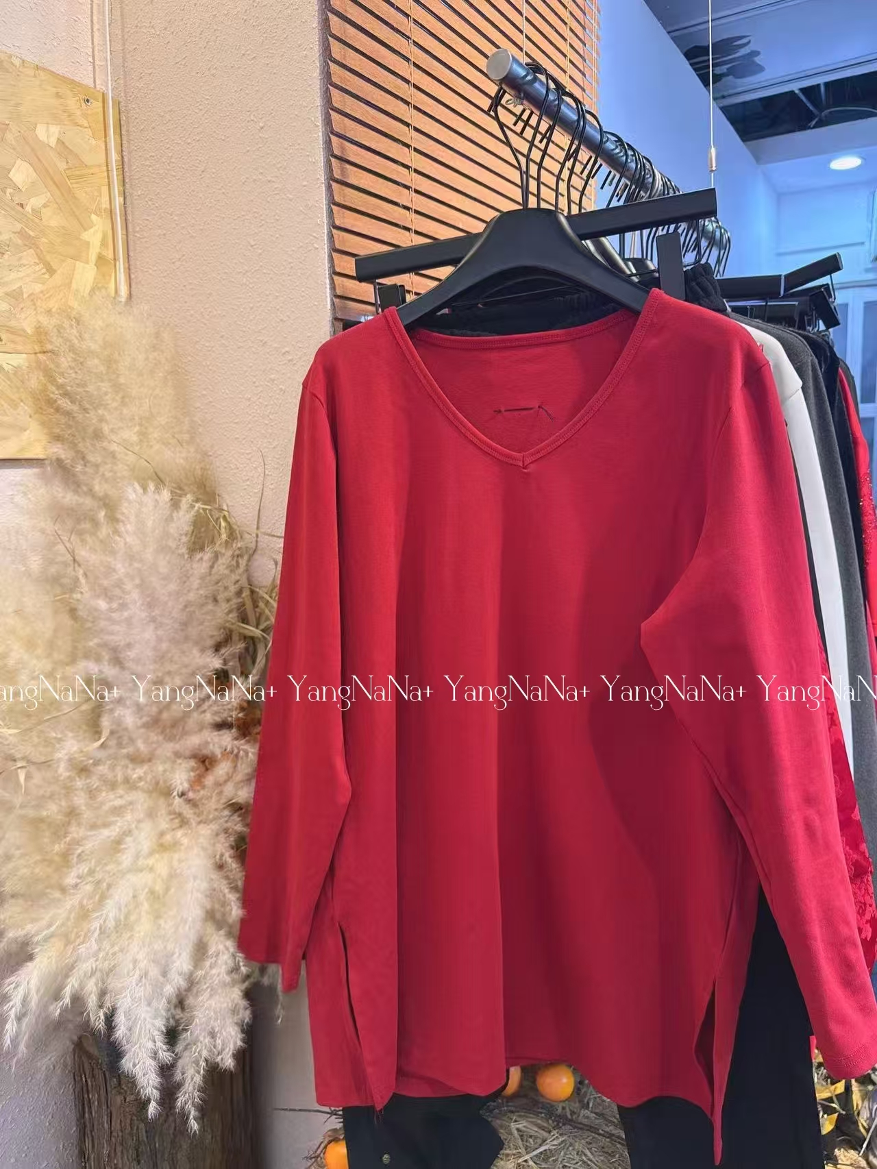 百搭大版时尚休闲圆领运动宽松纯色v领显瘦正肩打底打底衫1061