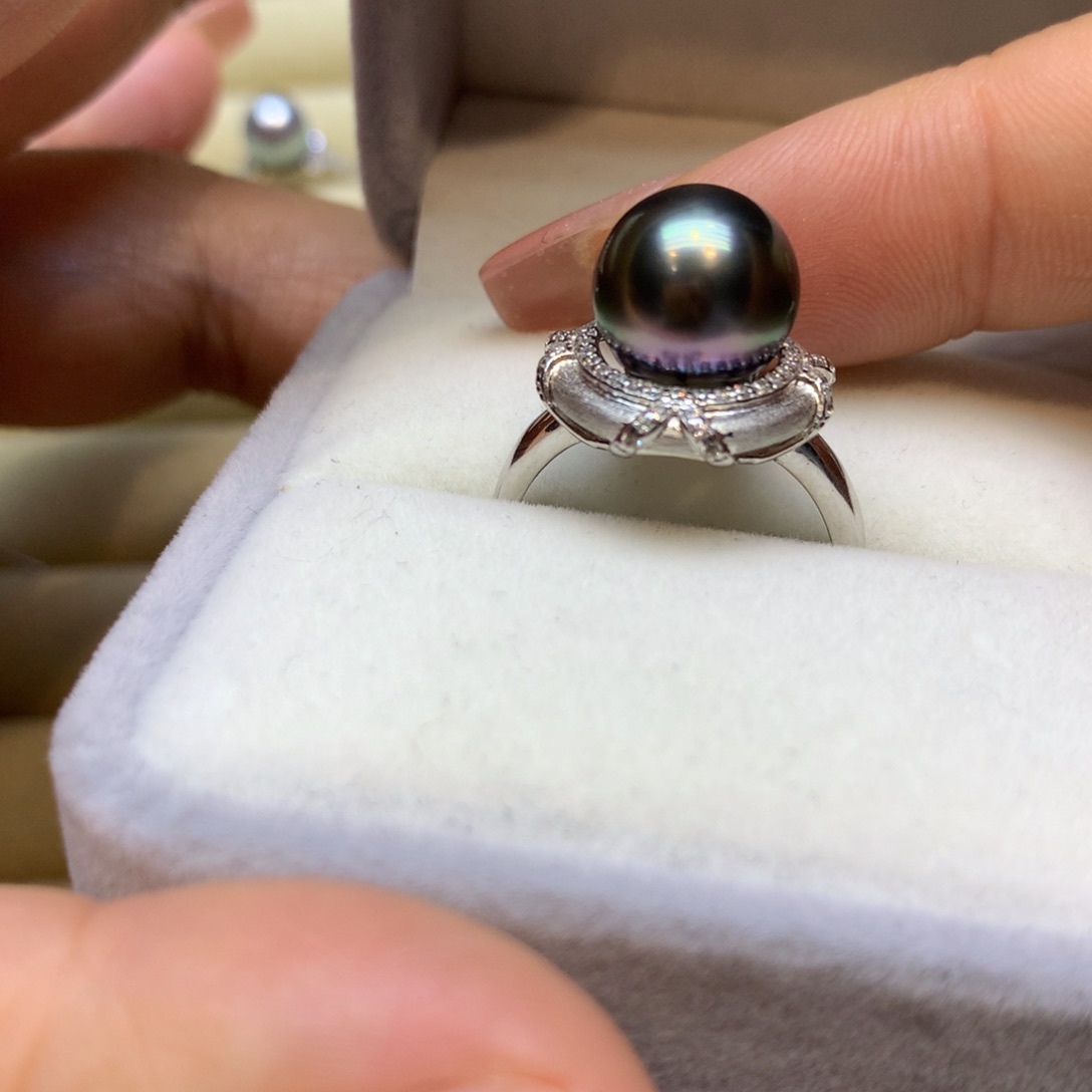 银S925镶嵌戒指海水珍珠