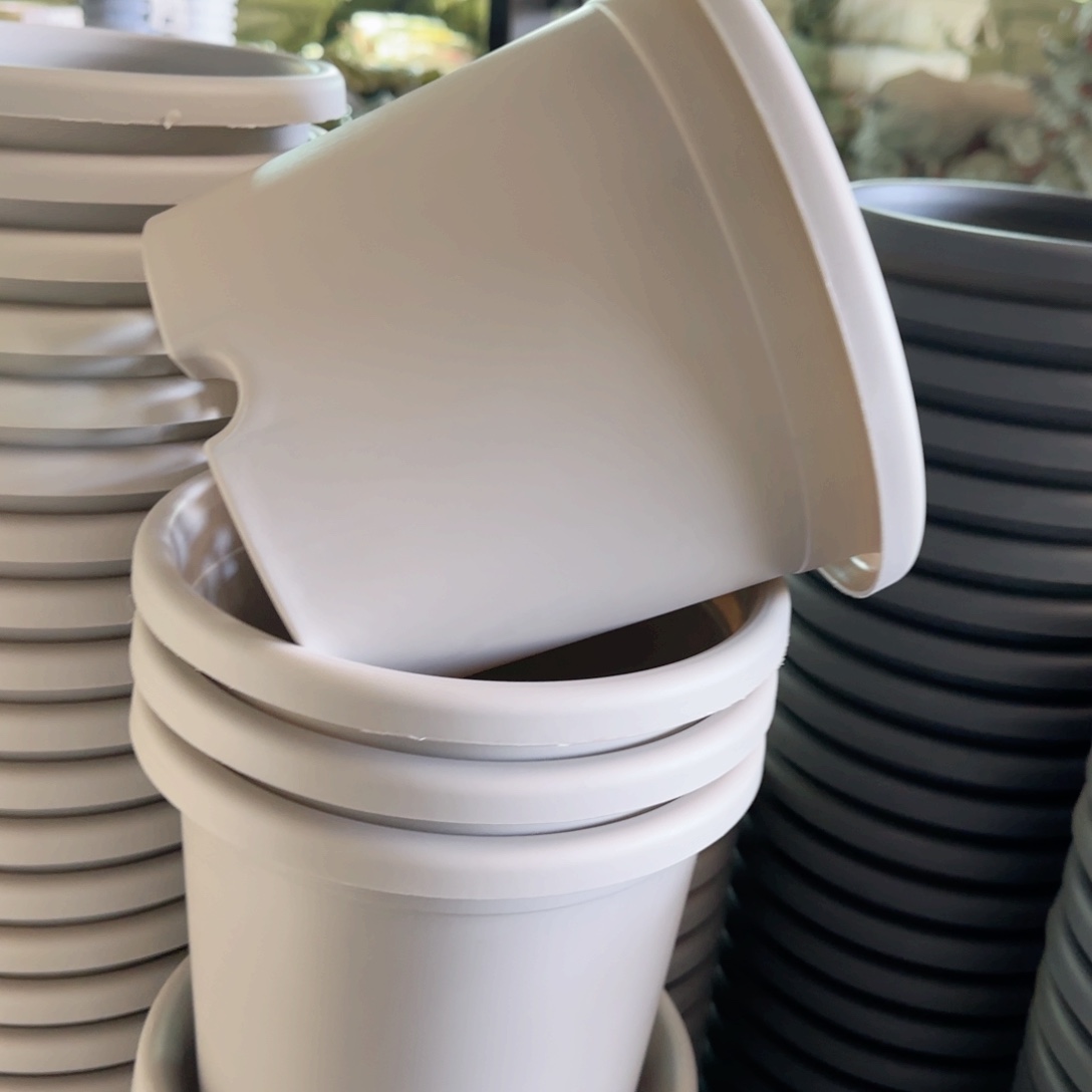 树脂四季盆3#无拖灰白10