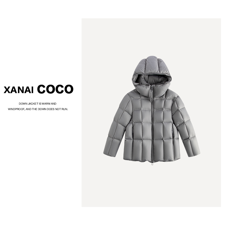【xanaicoco】宽松时尚百搭连帽冬季新款95白鹅绒连帽长款8618