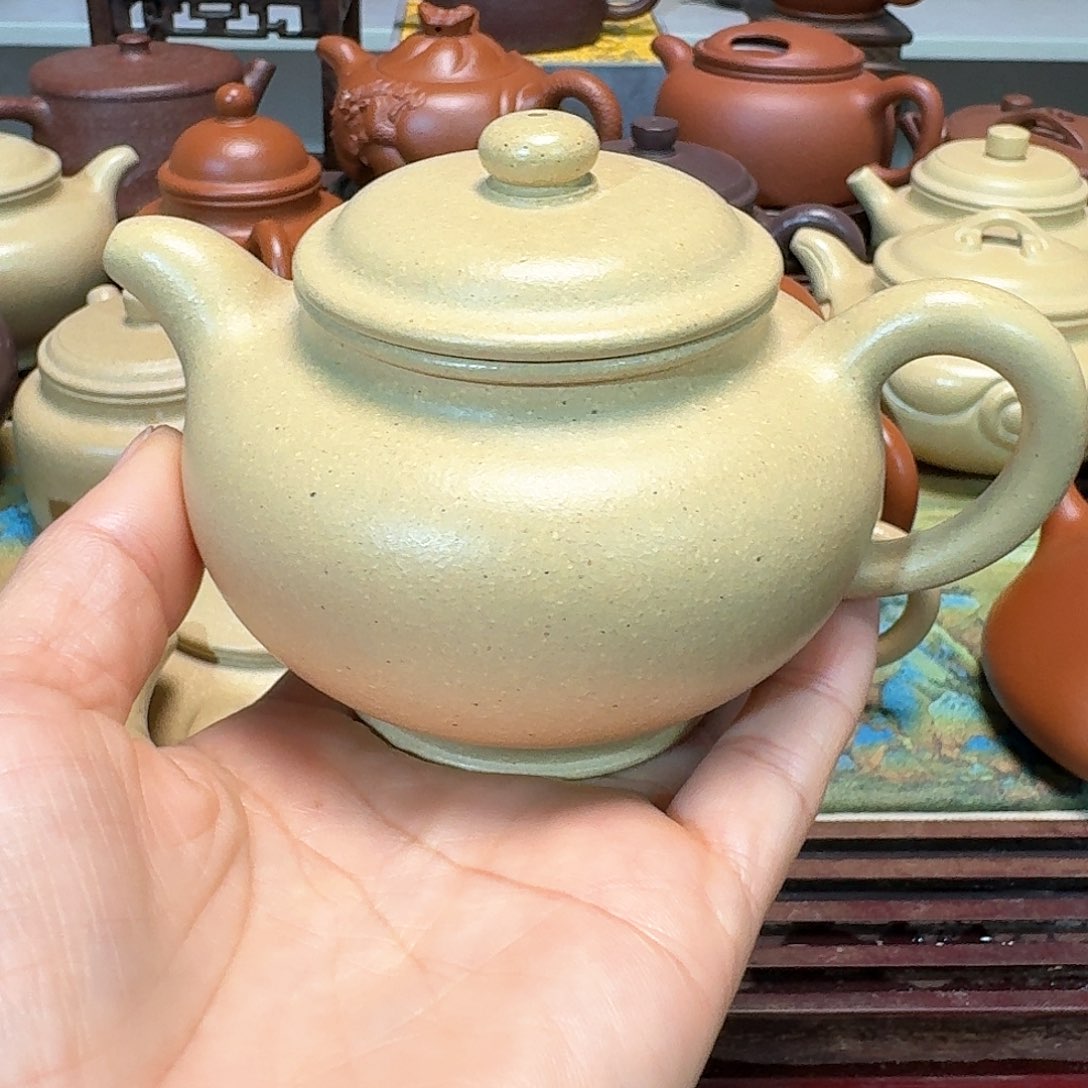 紫砂茶壶本山绿泥半手工微暇