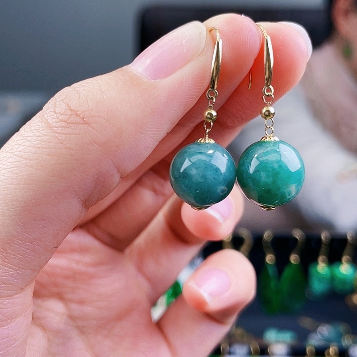 翡翠耳饰18K金镶嵌饰品