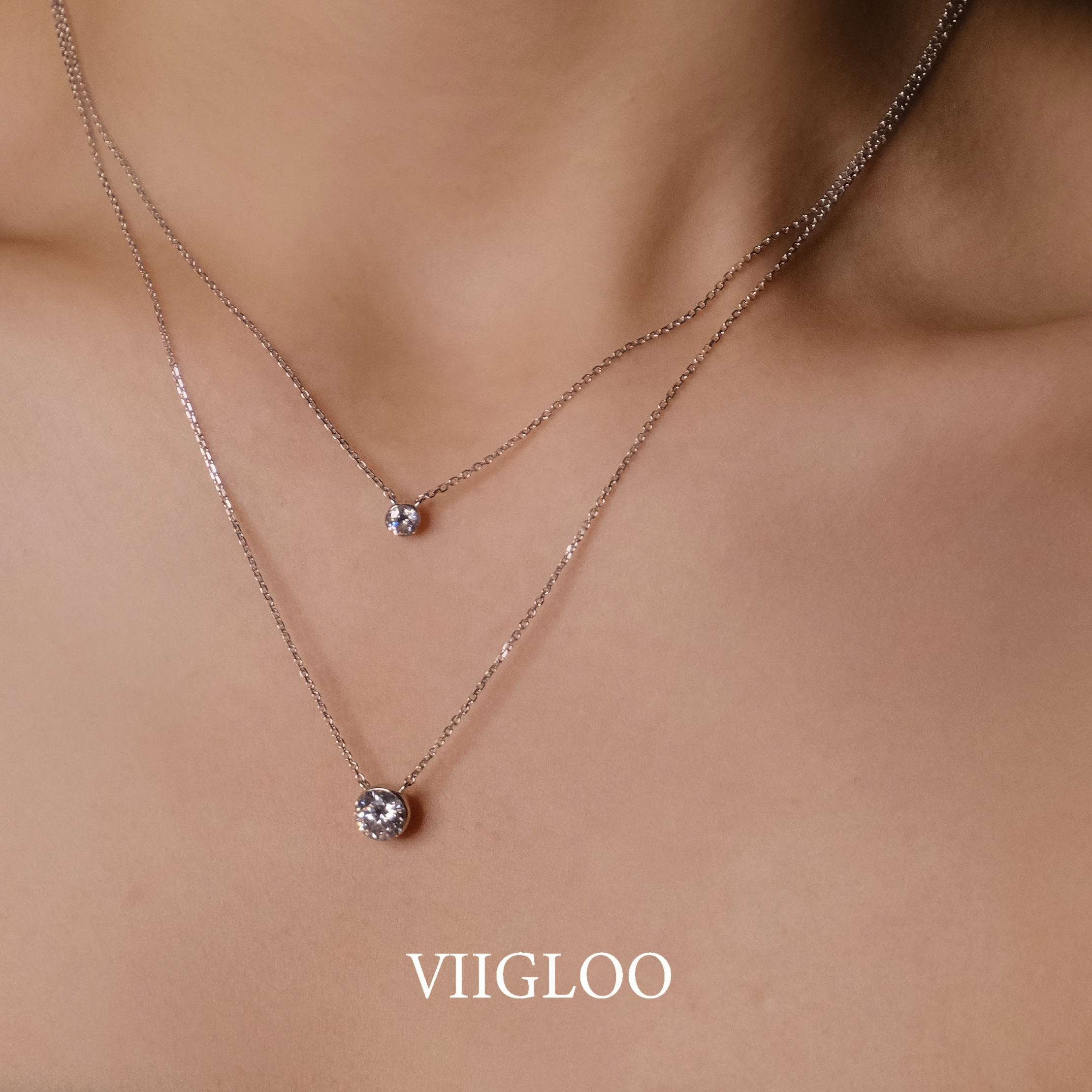 链子925银莫桑石 ⅦGLOO｜一颗钻光项链-坠链均s925银精致轻奢简约