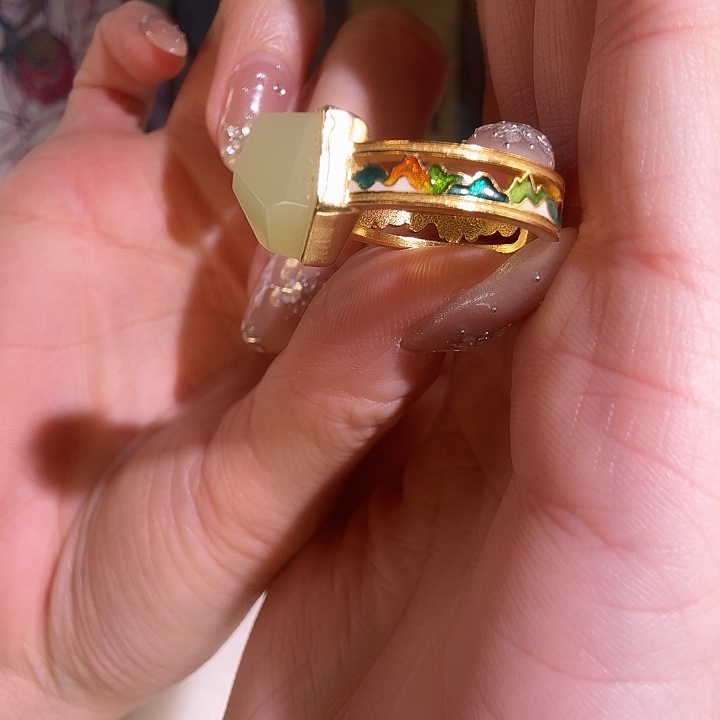 和田玉银S925镶嵌戒指