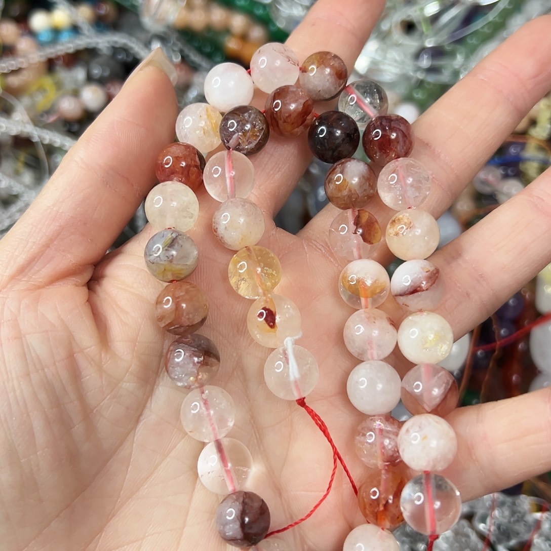 玛瑙/玉髓未镶嵌珠宝半成品，卡10红胶花一条