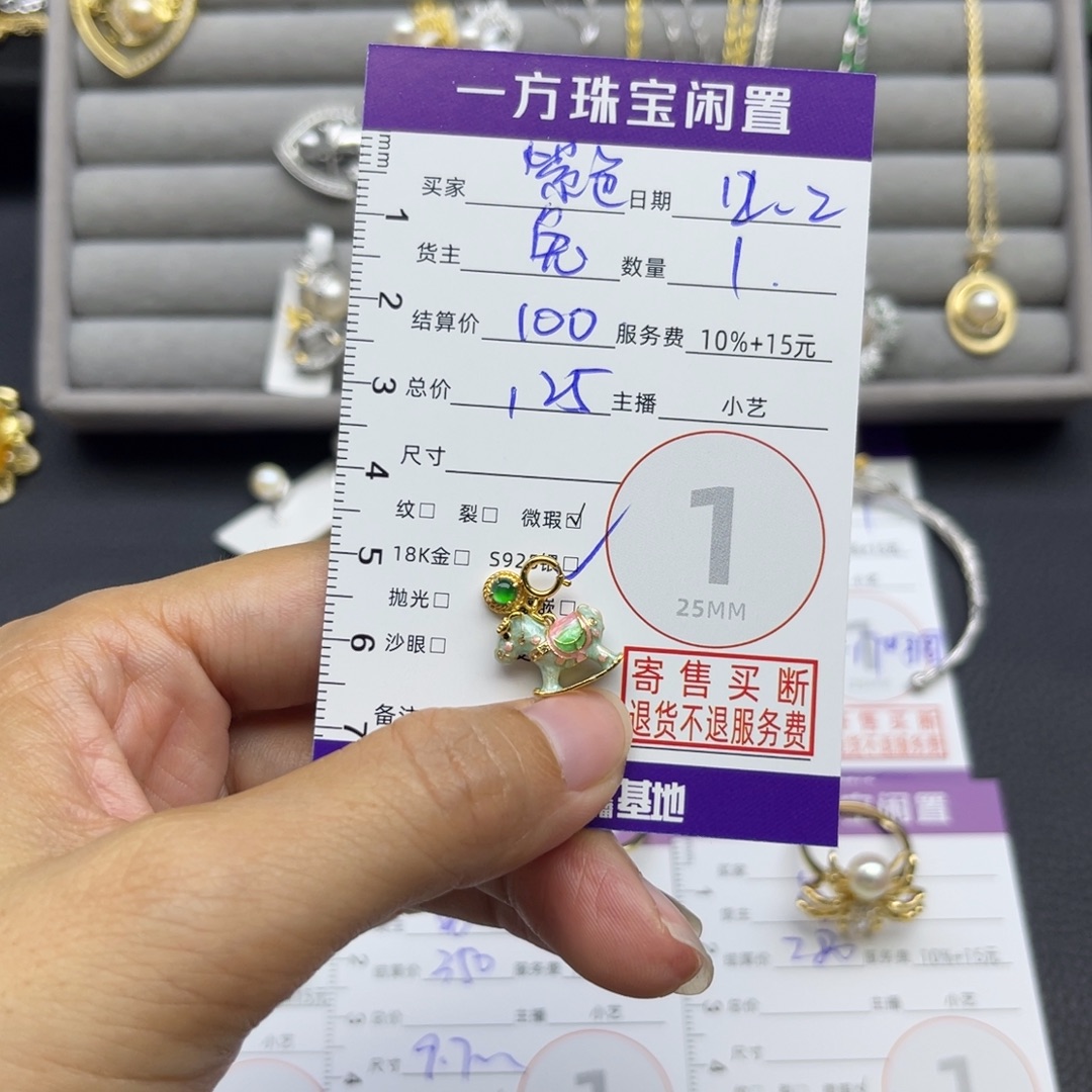 紫***星翡翠银S925镶嵌颈饰