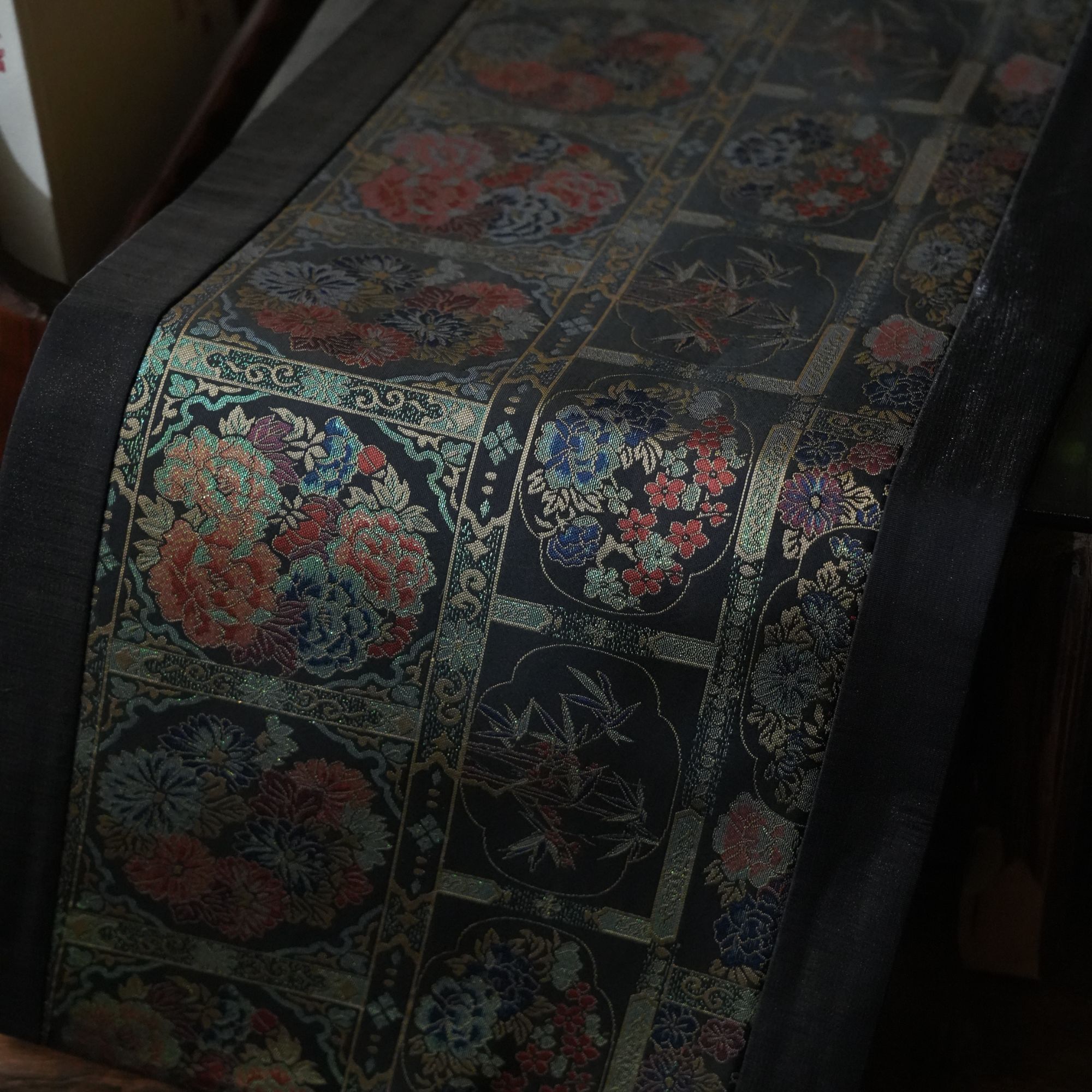 【雲梦茶器】重工织锦刺绣竹菊茶席60*29cm