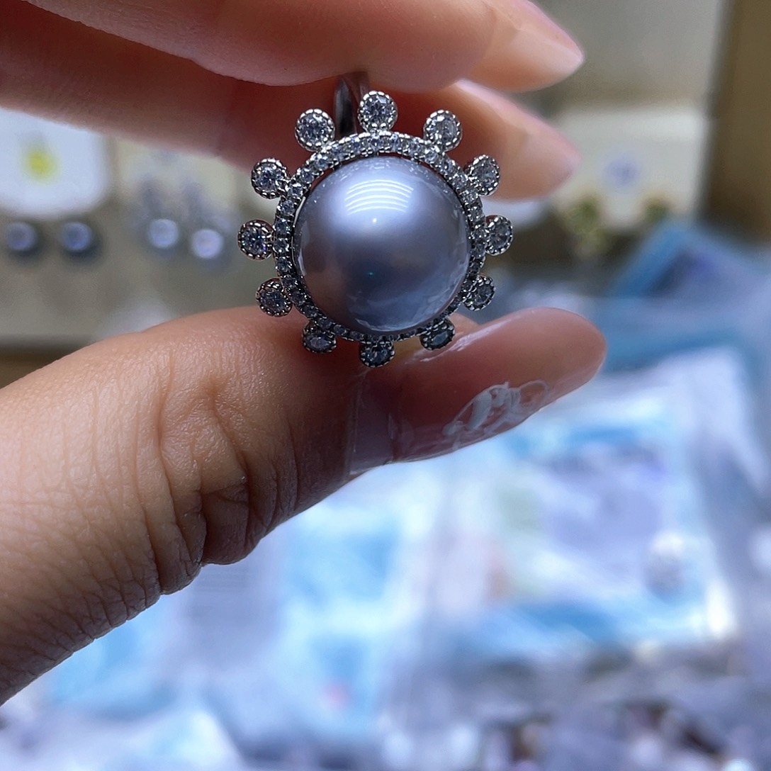 海水珍珠戒指银S925镶嵌