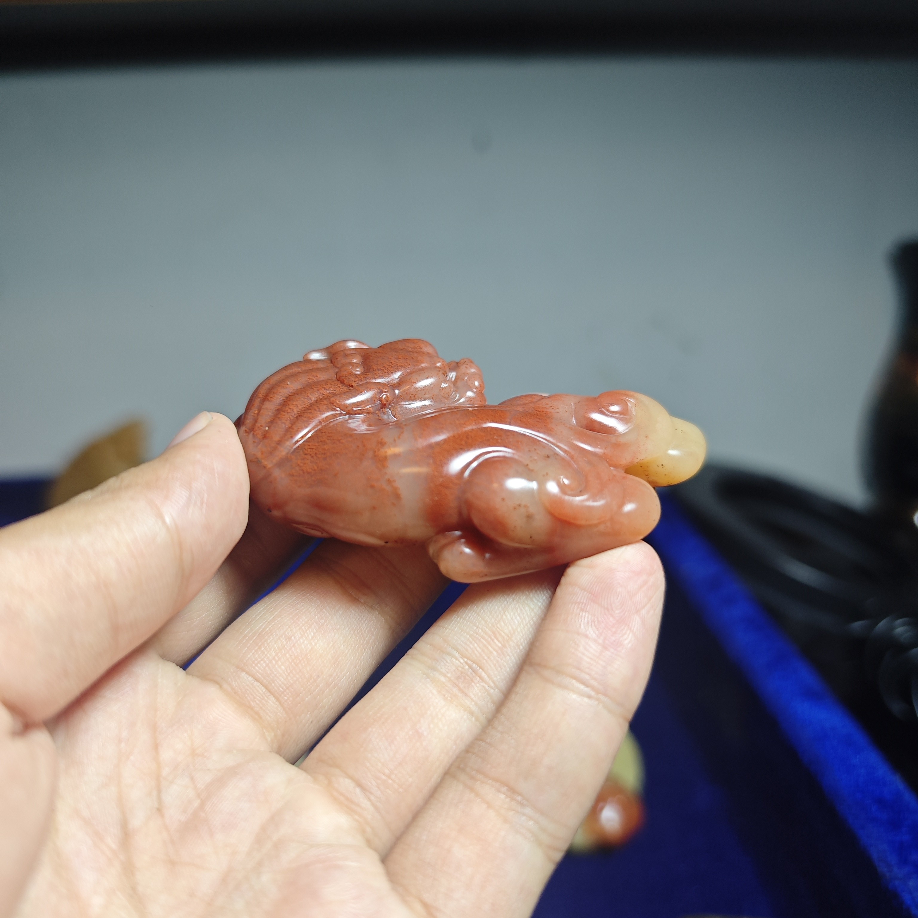 寿山芙蓉石古兽貔貅造型把玩件7*3.5*1.5