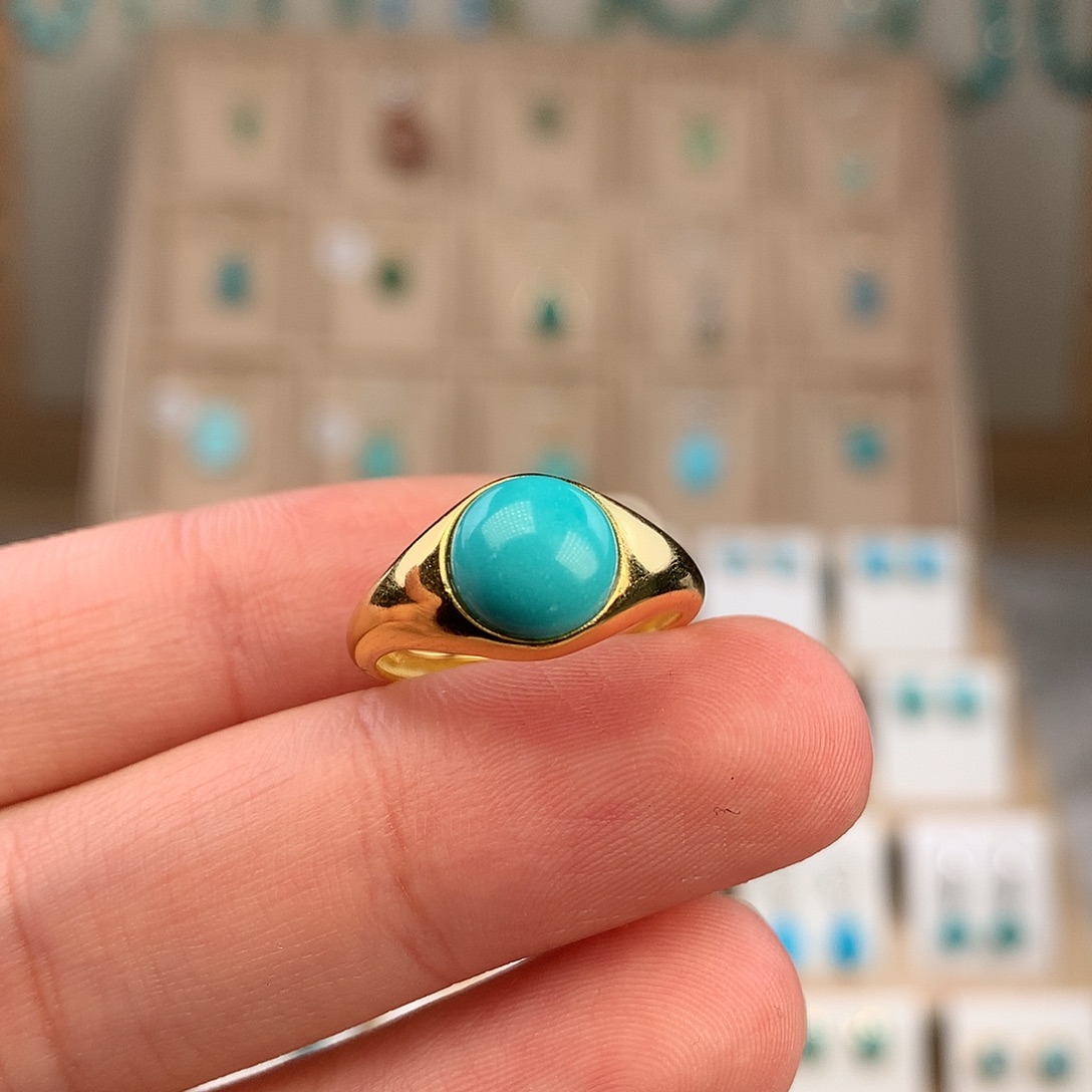 绿松石银S925镶嵌戒指