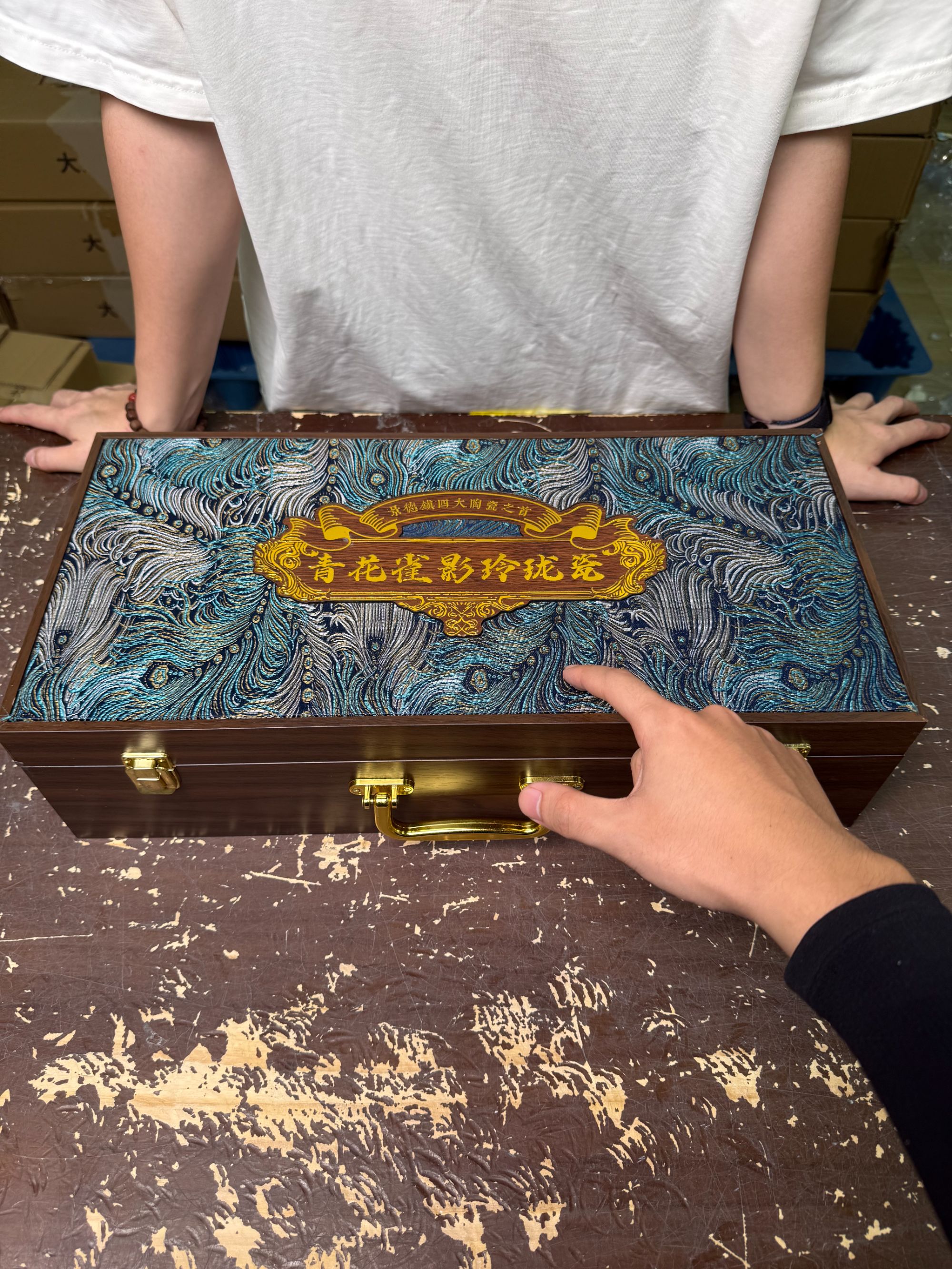 【闪购商品】青花雀影玲珑瓷茶具套组轻奢精美@@@@@@@@@@