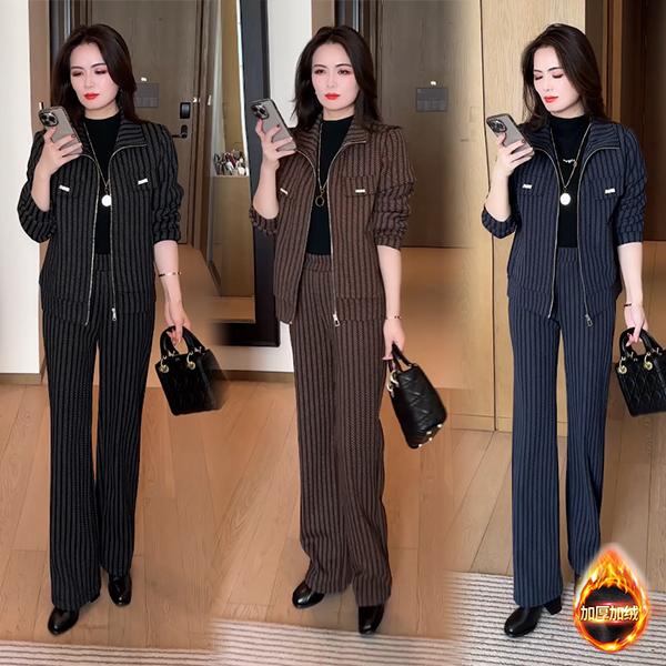 【季颜品牌】秋冬季新款时尚穿搭气质休闲宽松显瘦加绒加厚套装13