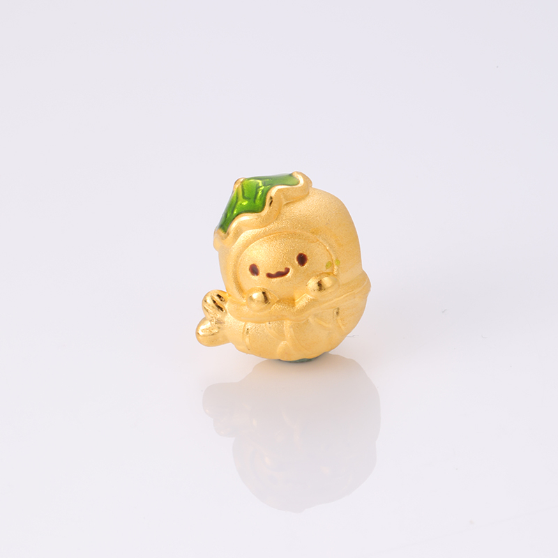 足金999西湖醋鱼烤漆3D硬金转运珠手串