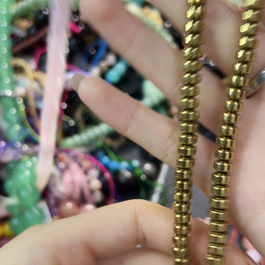 玛瑙/玉髓合金珠宝半成品黑胆石隔片一条