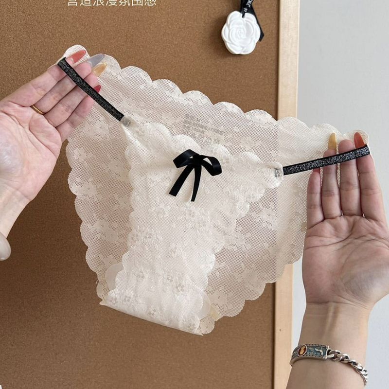 Da zhouer~蕾丝内裤女士2025新款低腰高开叉细带薄款透气三角