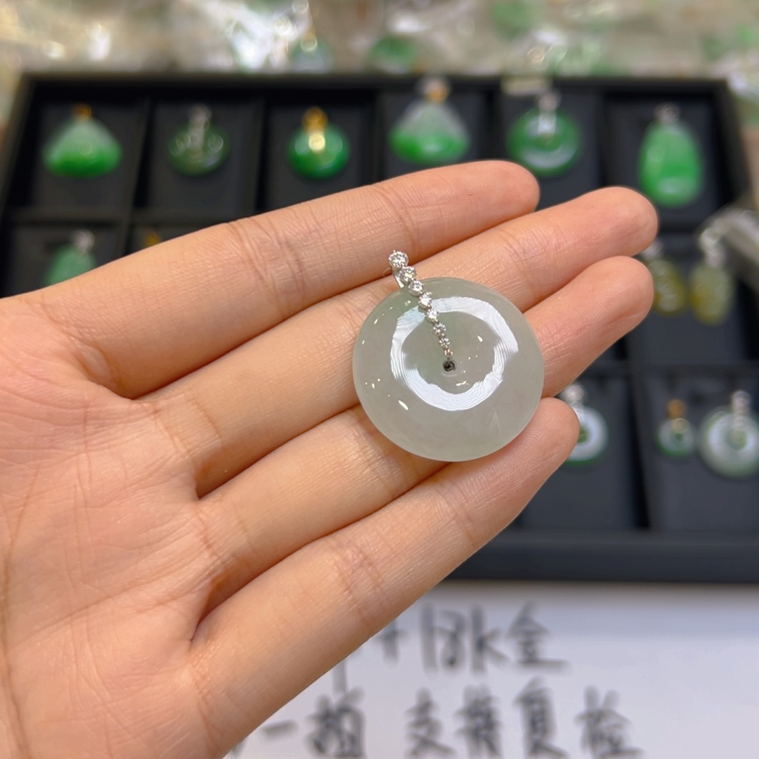 翡翠18K金镶嵌吊坠(不含链)