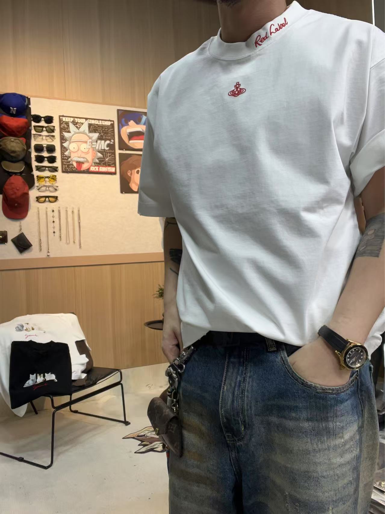 （胸口领口小刺绣）小众设计师潮牌男女同款设计夏季高克重短袖T恤