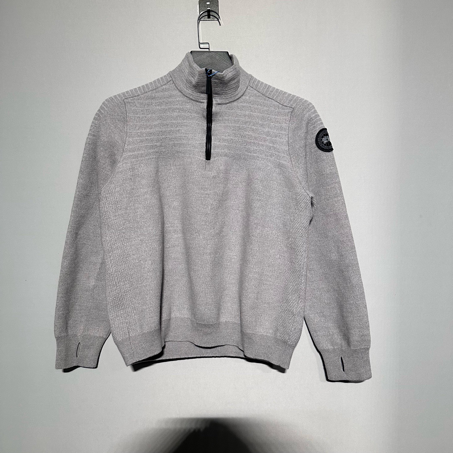 99新 GOLDEN GOOSE 烟灰色长袖拉链黑标毛衣/XL码/价8600