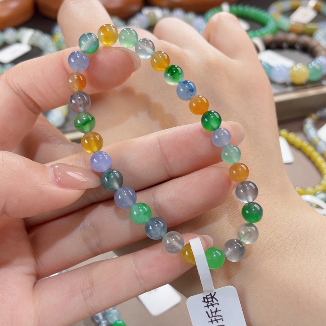 未镶嵌手链翡翠冷艳彩虹