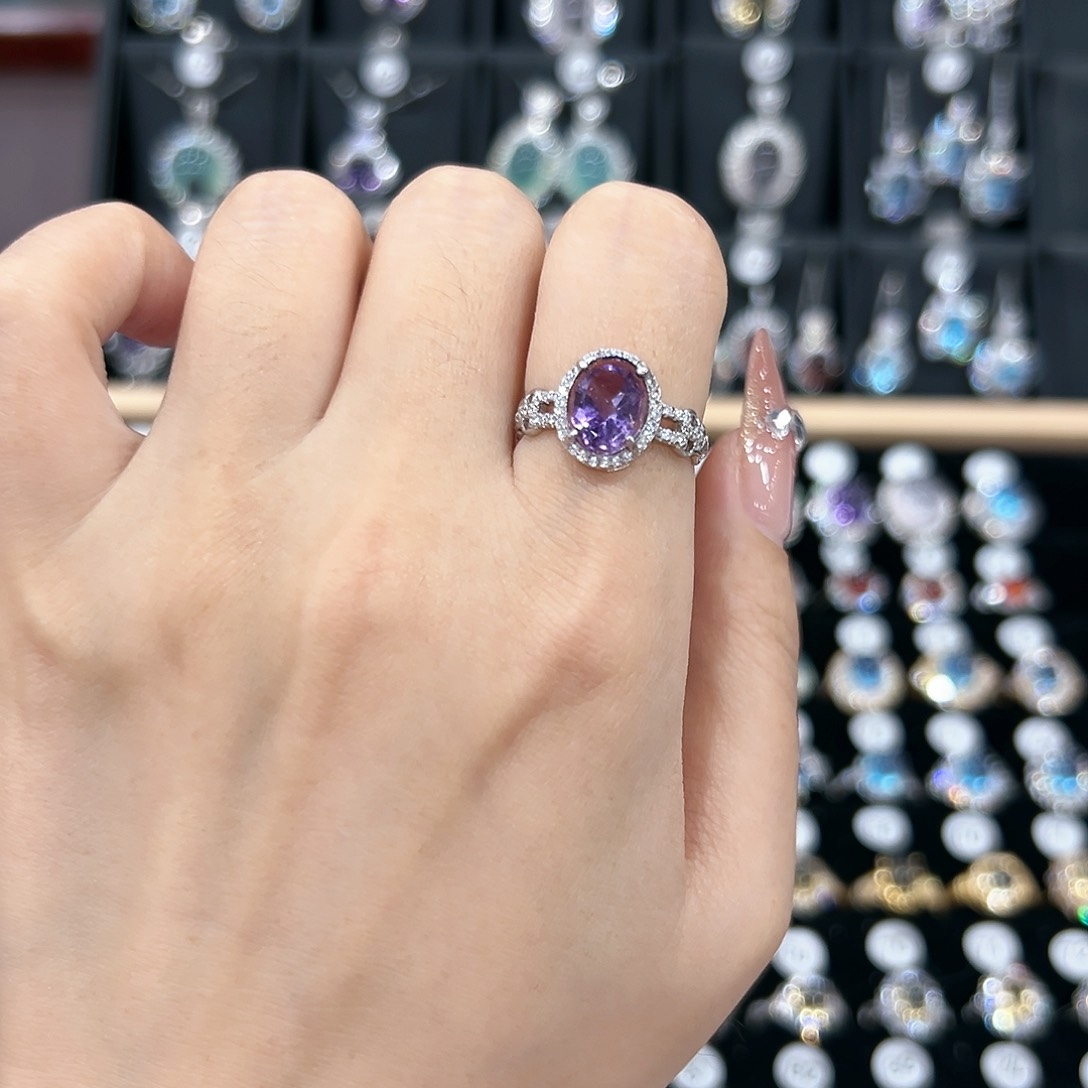 黄晶戒指银S925镶嵌戒指