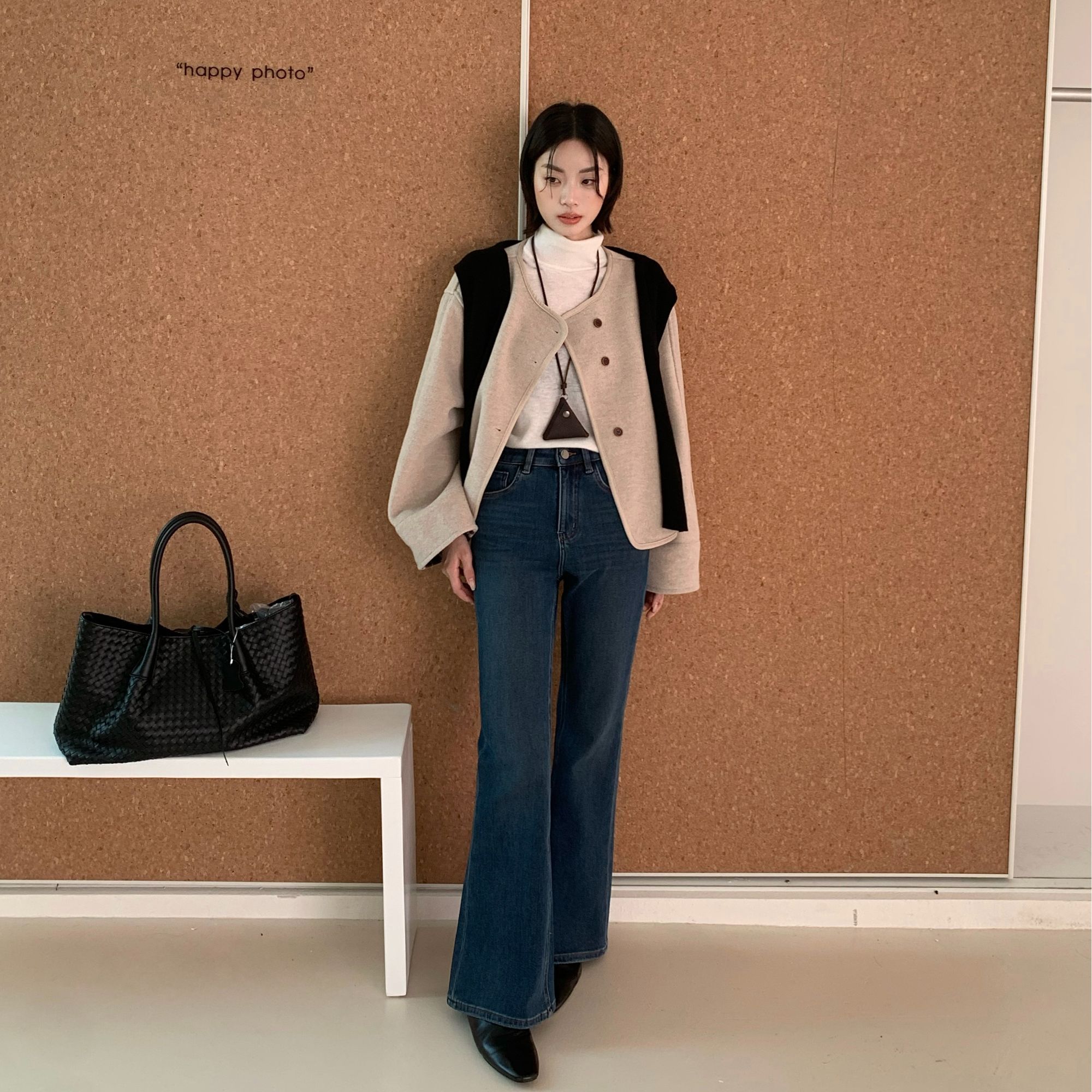 smx98310加绒款微喇牛仔裤女2025秋冬新款喇叭裤休闲显瘦拖地长裤