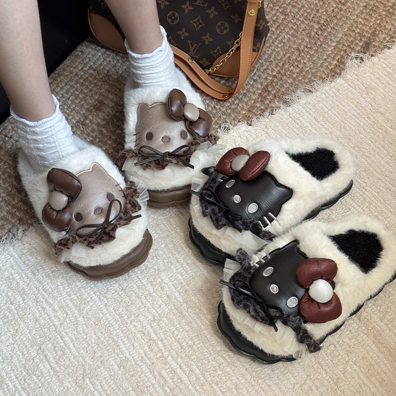 卡通棉拖鞋女冬季家居厚底家用保暖棉拖鞋冬天居防滑家毛绒拖鞋