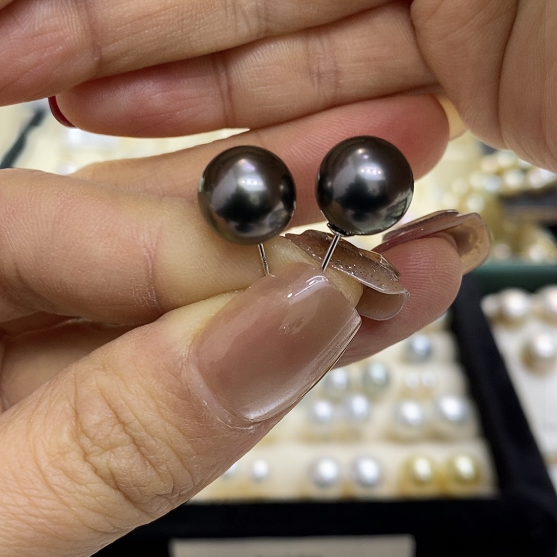 海水珍珠耳饰18K金镶嵌10.2