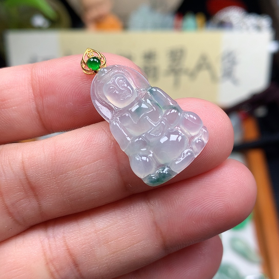 翡翠裸石缅甸天然A货翡翠冰种观音