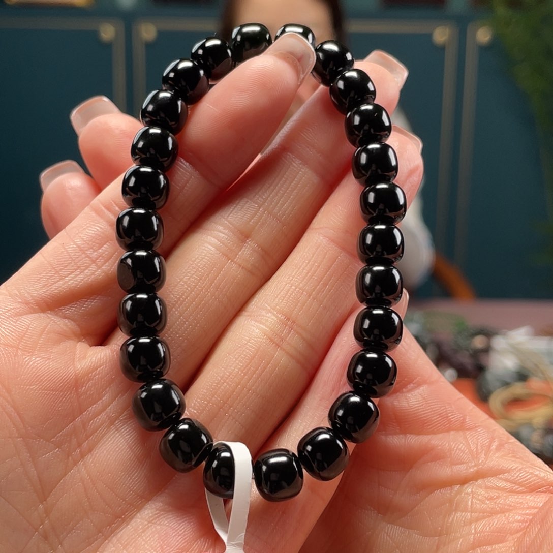 和田玉手串未镶嵌黑青卡9.10老型