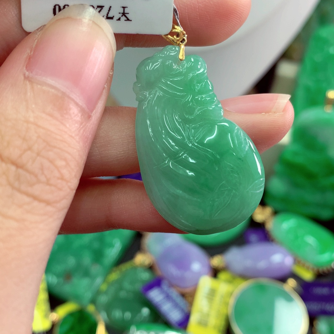 翡翠18K金镶嵌吊坠(不含链)