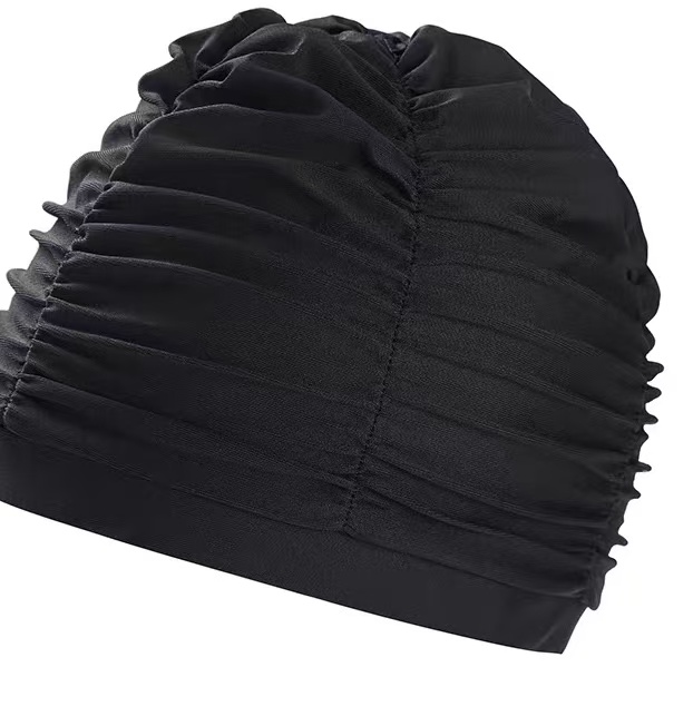 成人新款女士百褶大号长发护耳泳帽（拍一发五）