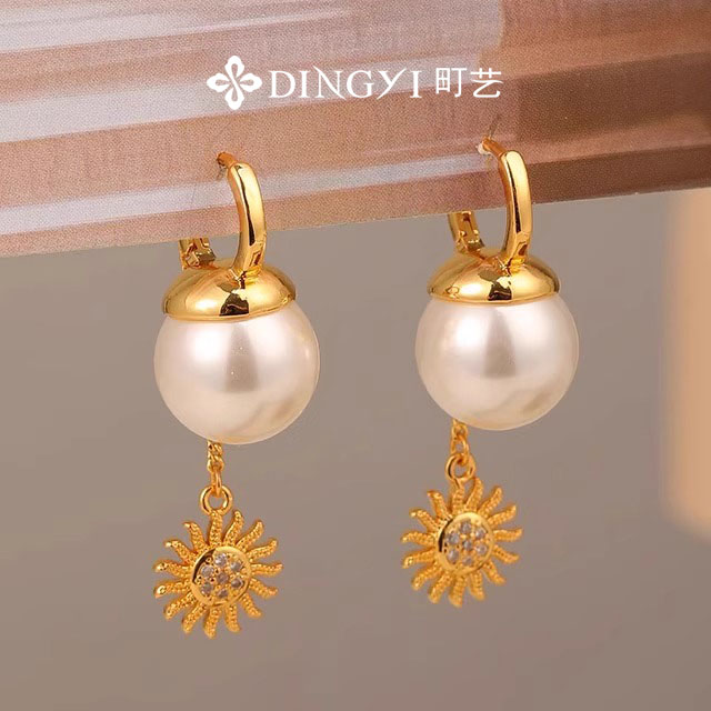 町艺 黄铜耳饰 日光耳环法式精致简约耳扣小灯泡优雅耳饰【GY448】