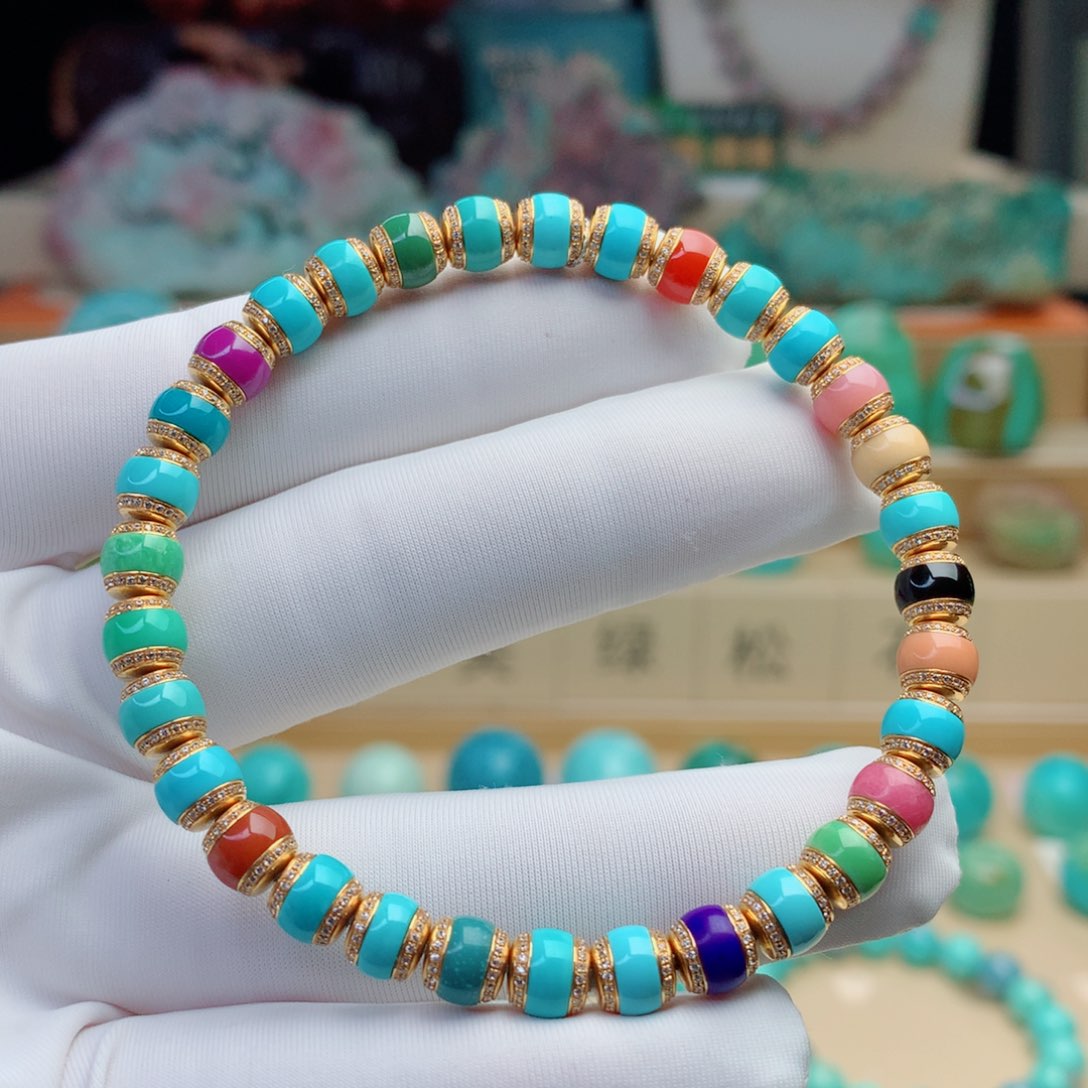 绿松石颈饰18K金镶嵌