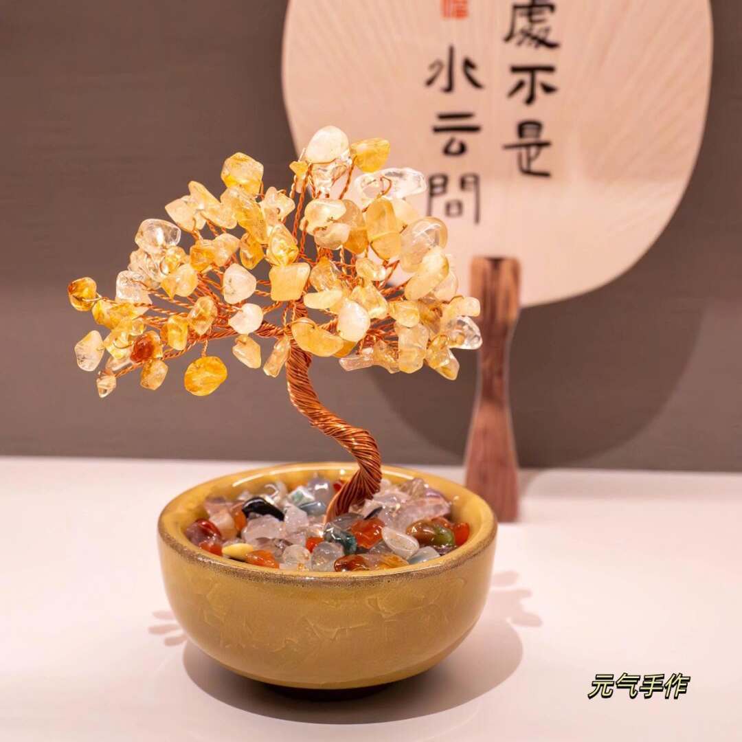 【一棵石头树】shuijing发财树摆件造型树桌面书房办公室创意手工