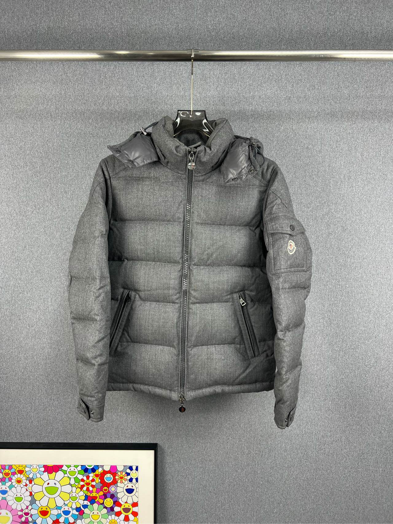 95新 MONCLER 盟可睐灰色羊毛MAYA羽绒服 1码 95新A11654
