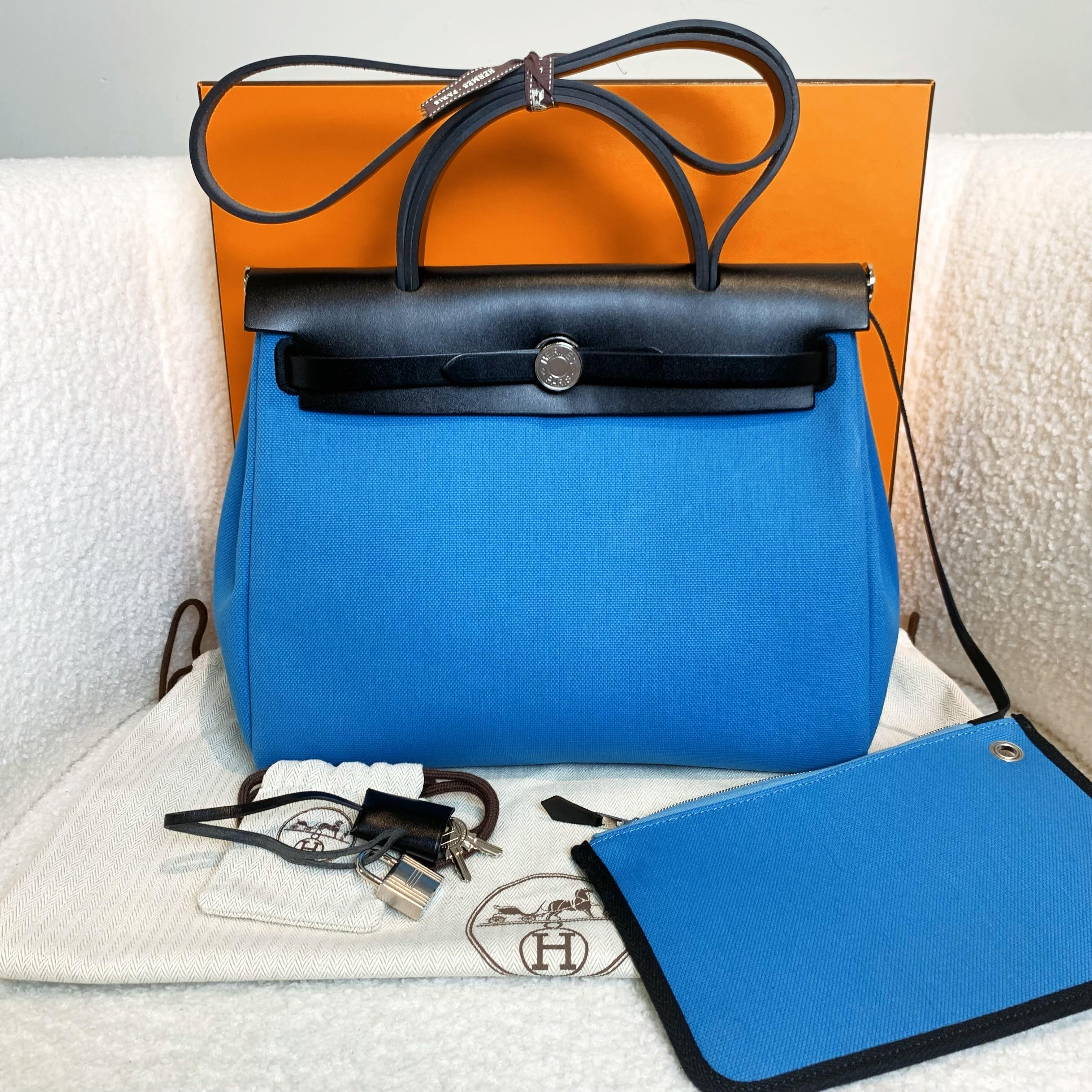 99新 Hermes/爱马仕 壹臻/B刻 牛仔蓝Herbag31单肩包/28456571