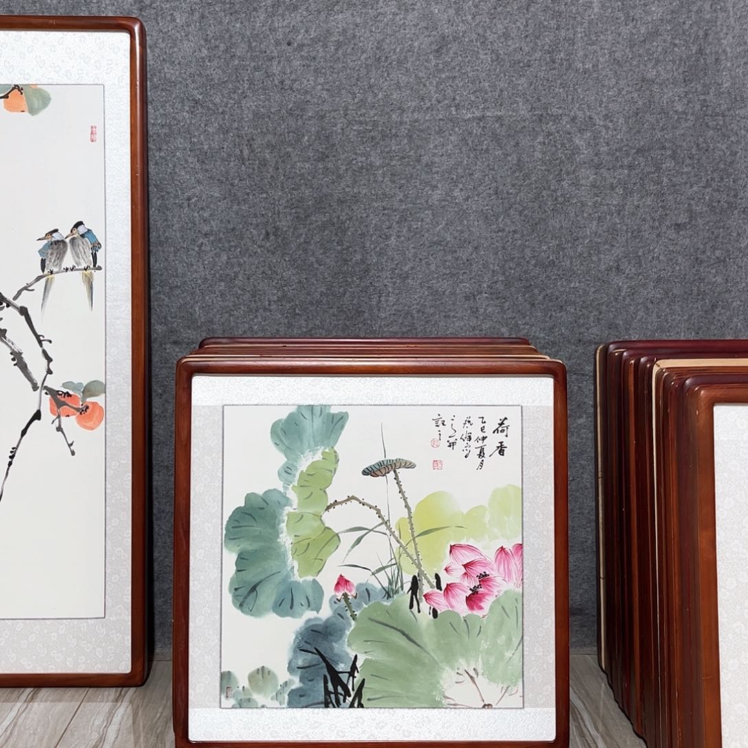 国画书画作品带框63×63