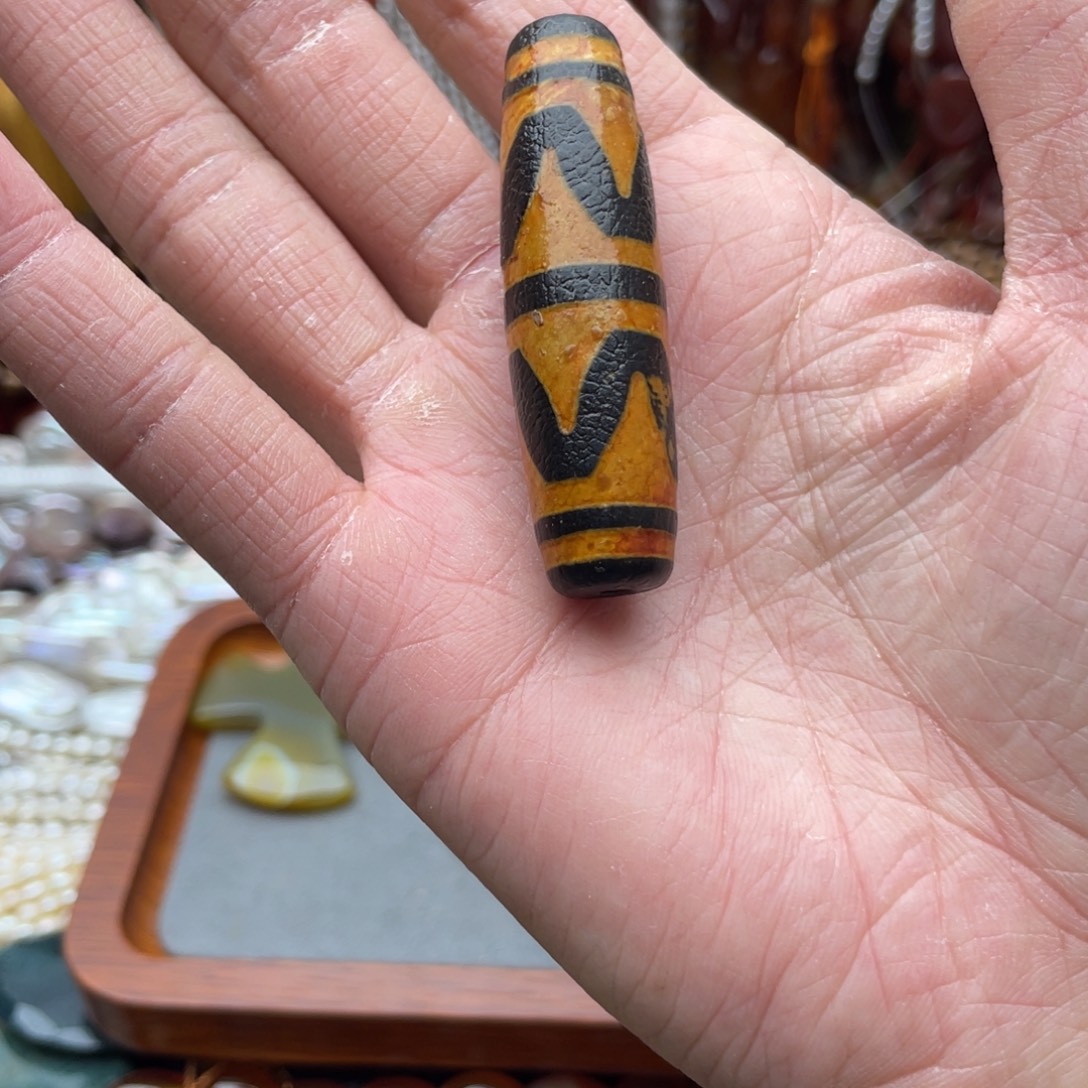 玛瑙/玉髓未镶嵌珠宝半成品橘皮玛瑙天竺1颗卡15*55