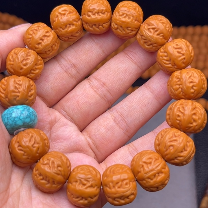 猴头核桃吊坠15麻花串绿