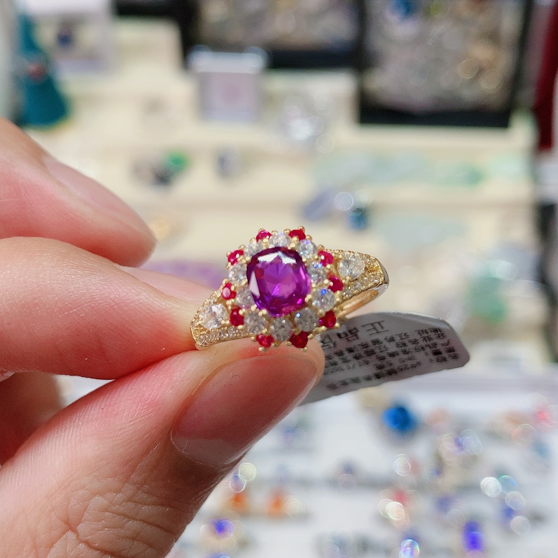 蓝宝石戒指银S925镶嵌