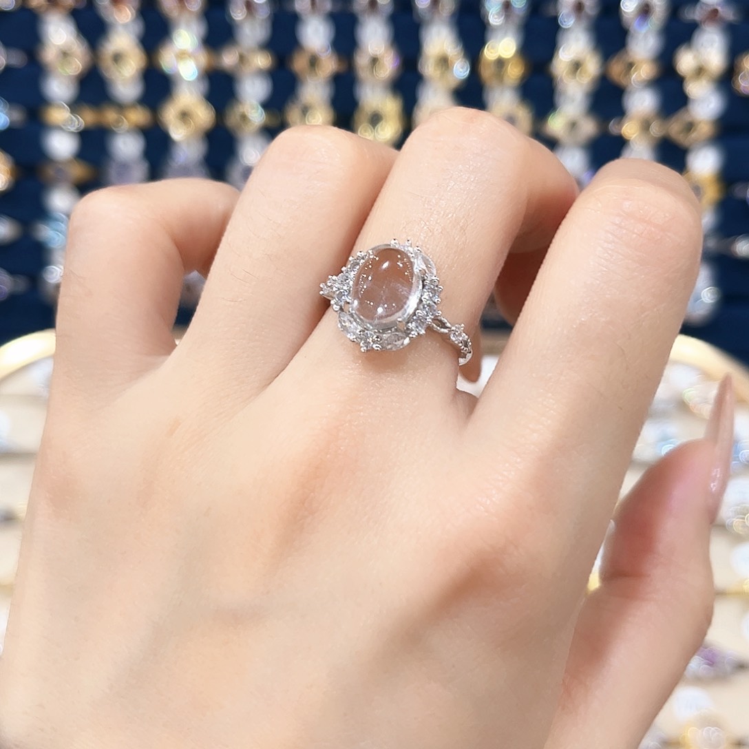 水晶女款银S925镶嵌白水晶