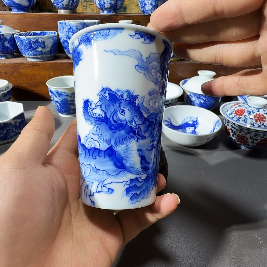 泥塑主人杯手工手绘